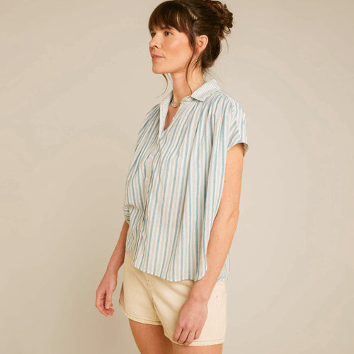 Chemise Nila Turquoise/Ecru