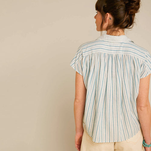 Chemise Nila Turquoise/Ecru