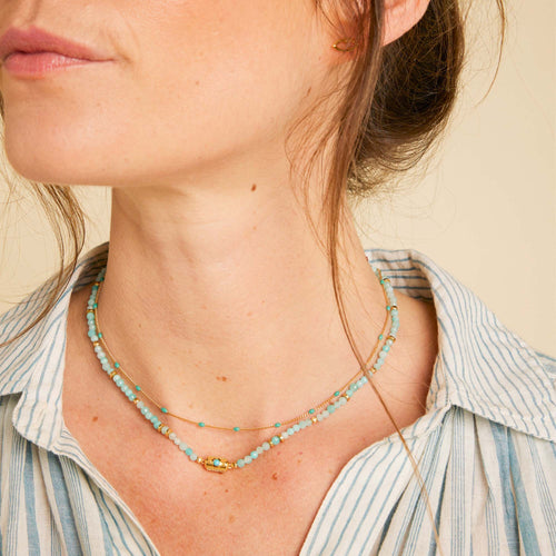 Chemise Nila Turquoise/Ecru