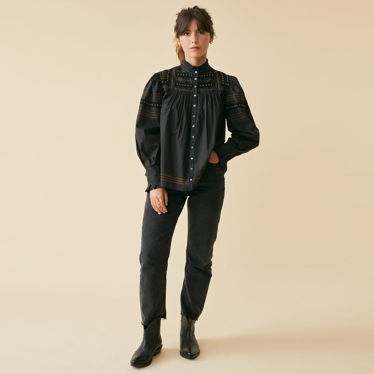 Chemise Amalya Noir/Muscade