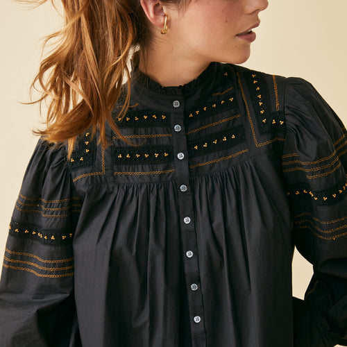 Chemise Amalya Noir/Muscade