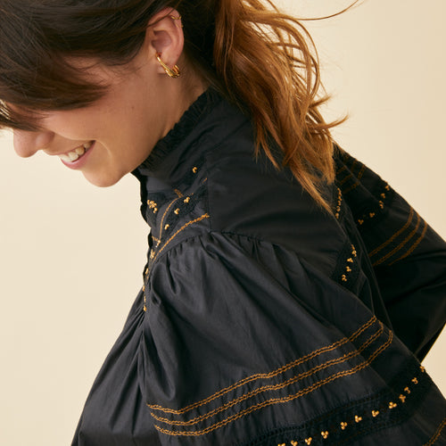 Chemise Amalya Noir/Muscade