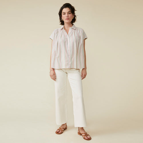 Chemise Niliae Rayures Fines Turquoise