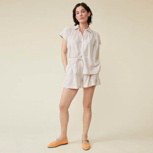 Chemise Niliae Rayures Fines Turquoise