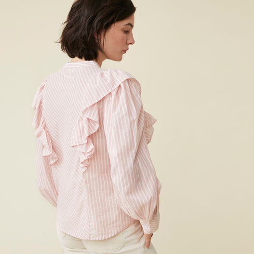 Chemise Ummae Rayures Goyave/Ecru