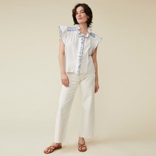Chemise Yasmine Denim/Blanc