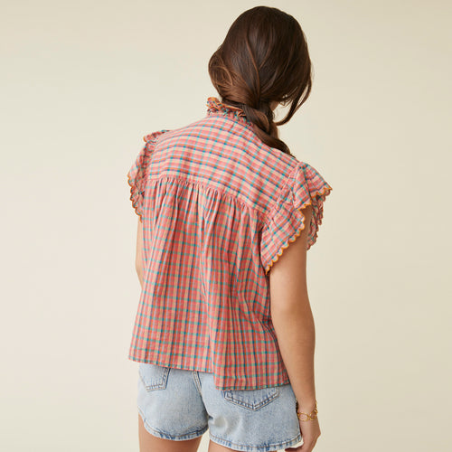 Chemise Yasmeene Vichy Nectarine/Menthe