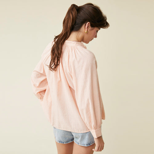 Chemise Nammita Raye Ecru/Lipstick