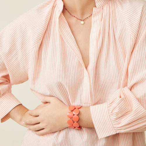 Chemise Nammita Raye Ecru/Lipstick