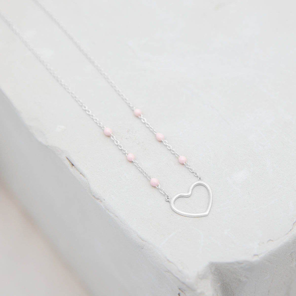 Collier Cœur poudre Argent.