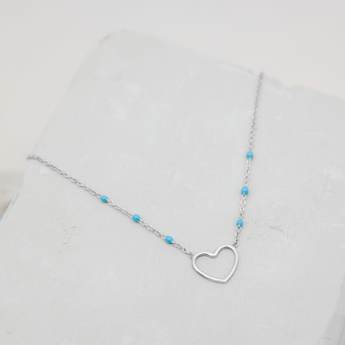 Collier Coeur Turquoise Argent.