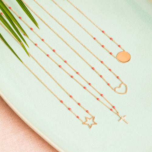 Collier Etoile Corail Or.