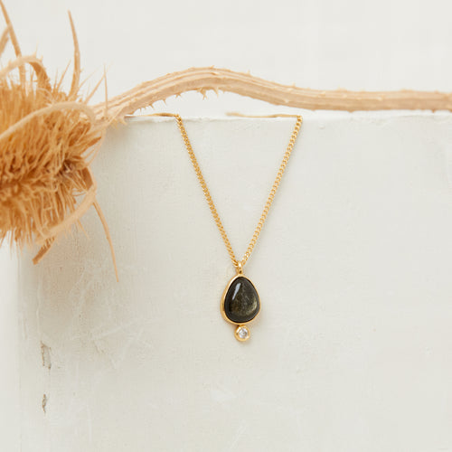 Collier Simona Obsidienne Doree