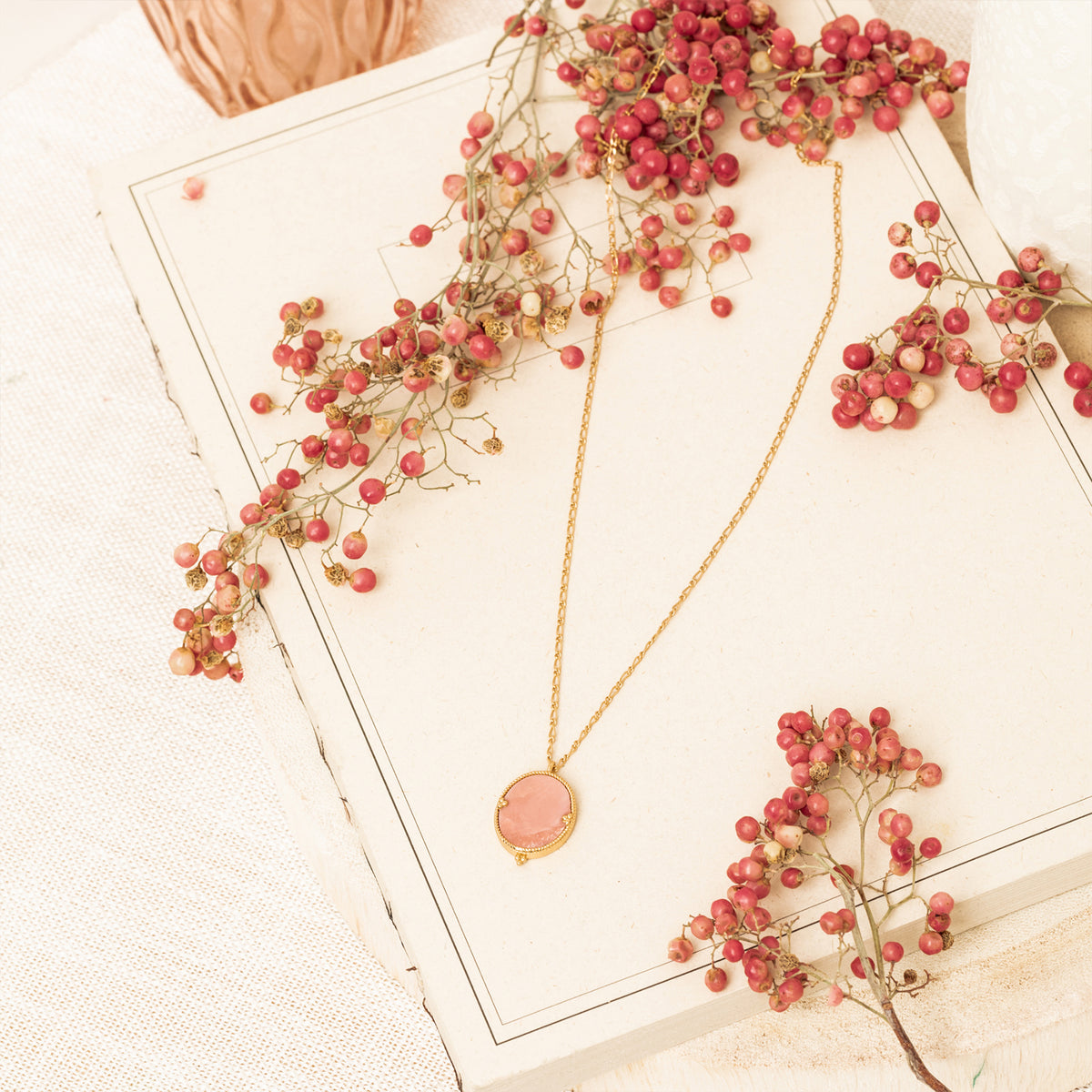 Collier Audrey Opale Rose