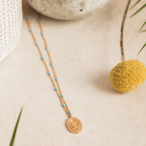 Collier Fleur Turquoise.
