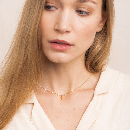 Collier Croix Blanc