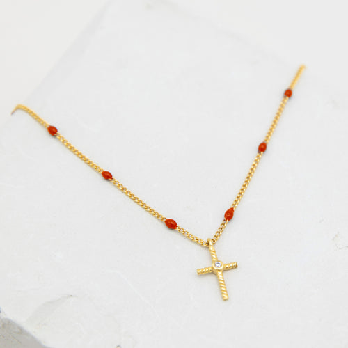 Collier Croix Corail.
