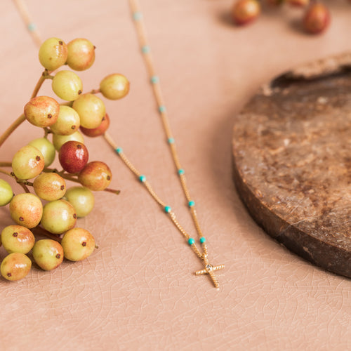 Collier Croix Turquoise Aventurine