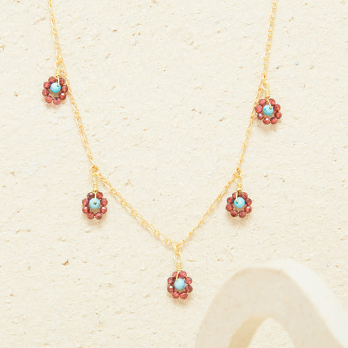 Collier Neila Turquoise/Grenat