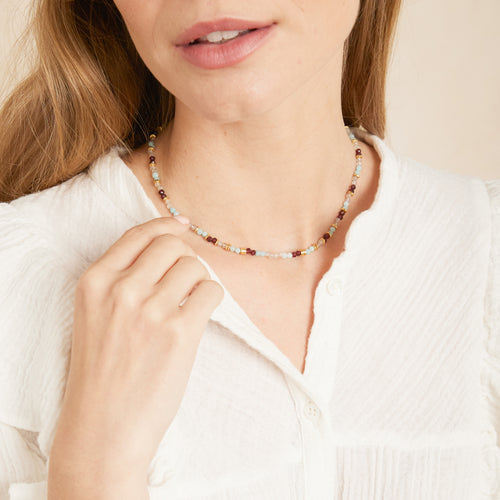 Collier Kaly Labradorite/Grenat