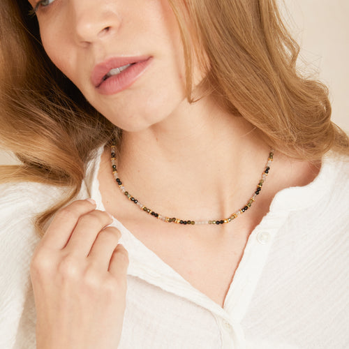 Collier Kaly Labradorite/Onyx Noir