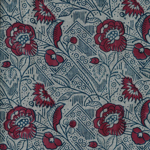 Echarpe Neela Blockprint Framboise/Bleu
