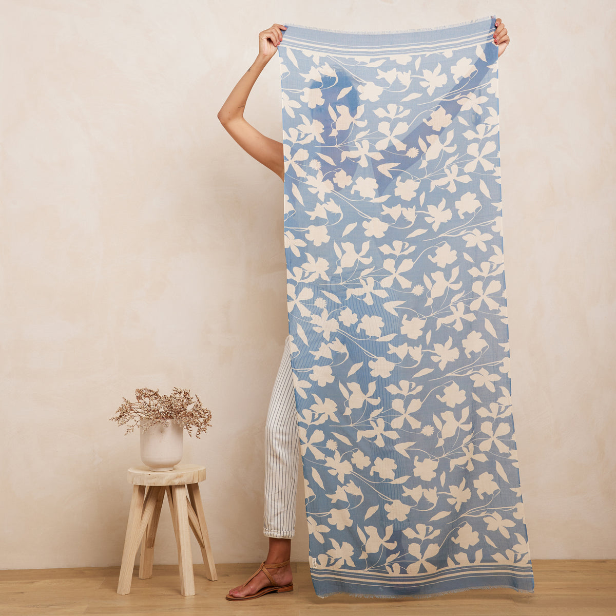 Echarpe Florel Campagne Vintage Denim