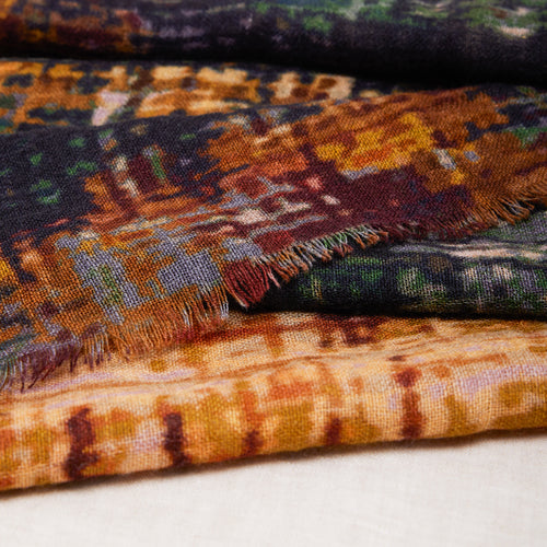 Echarpe Maike Ikat Marine/Pitaya