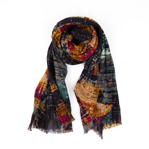 Echarpe Maike Ikat Marine/Pitaya