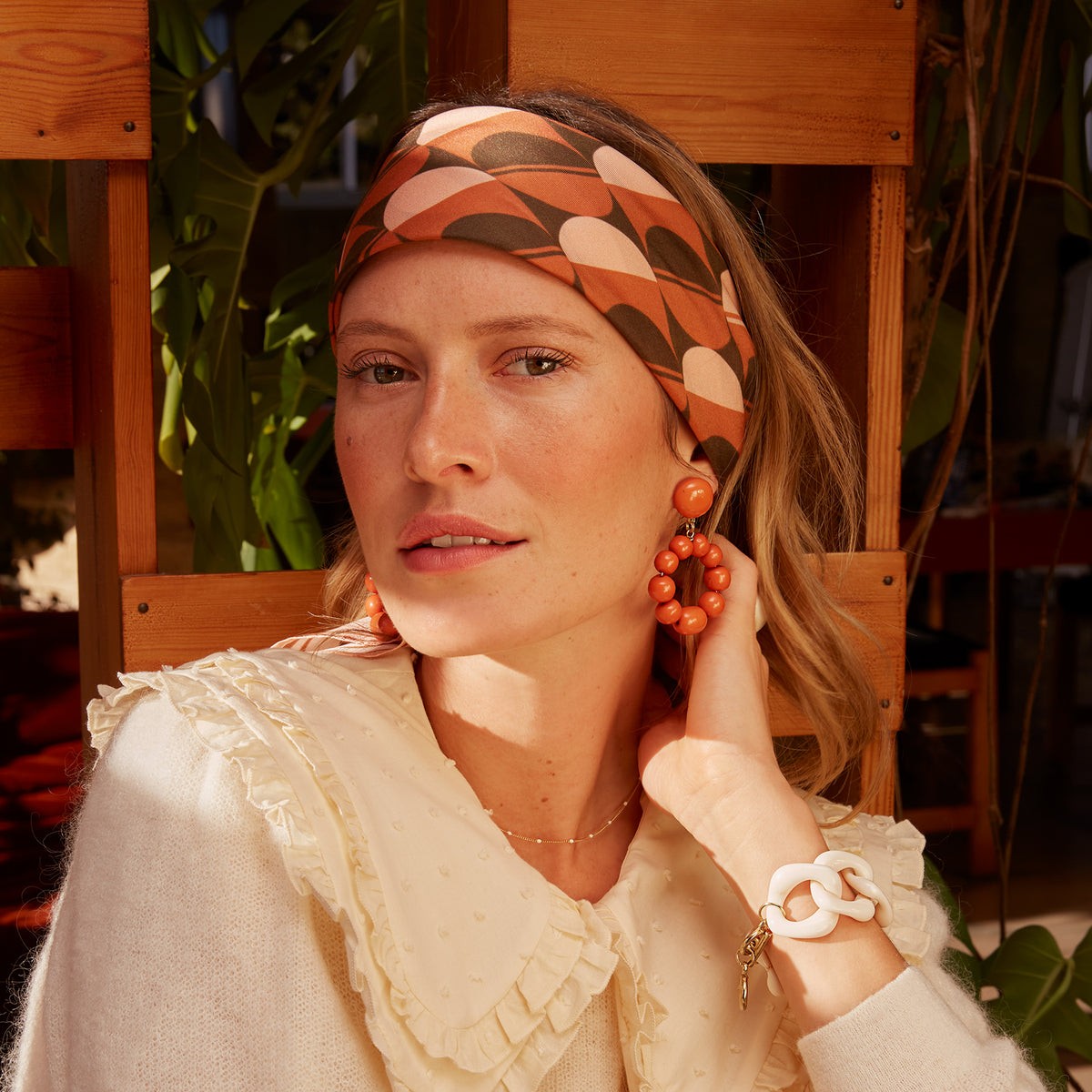 Foulard Blondie Perfo Flower Peche