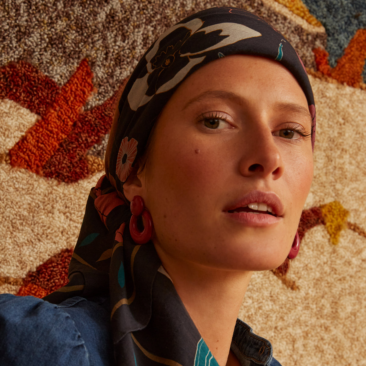 Foulard Lynna Azulejos Noir