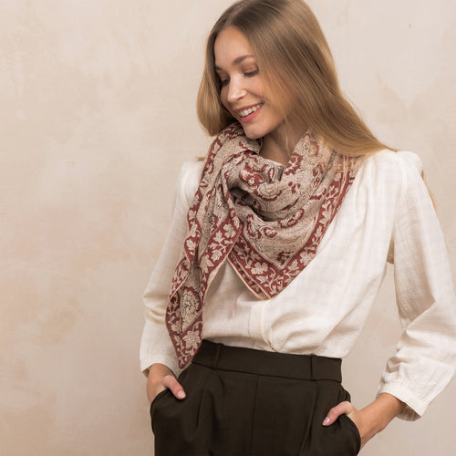 Foulard India Blockprint Terracotta