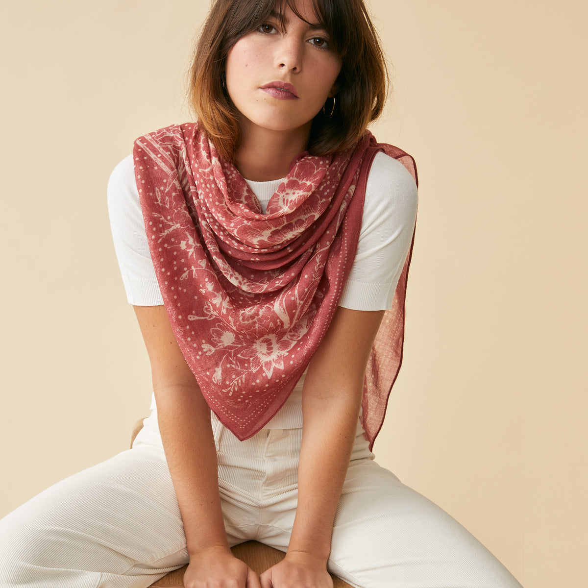 Foulard Felicie Flower Bandana Pourpre