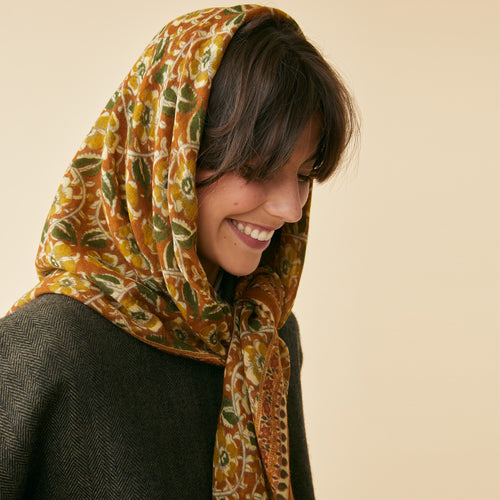 Foulard Frida Muscade/Curry/Avocat
