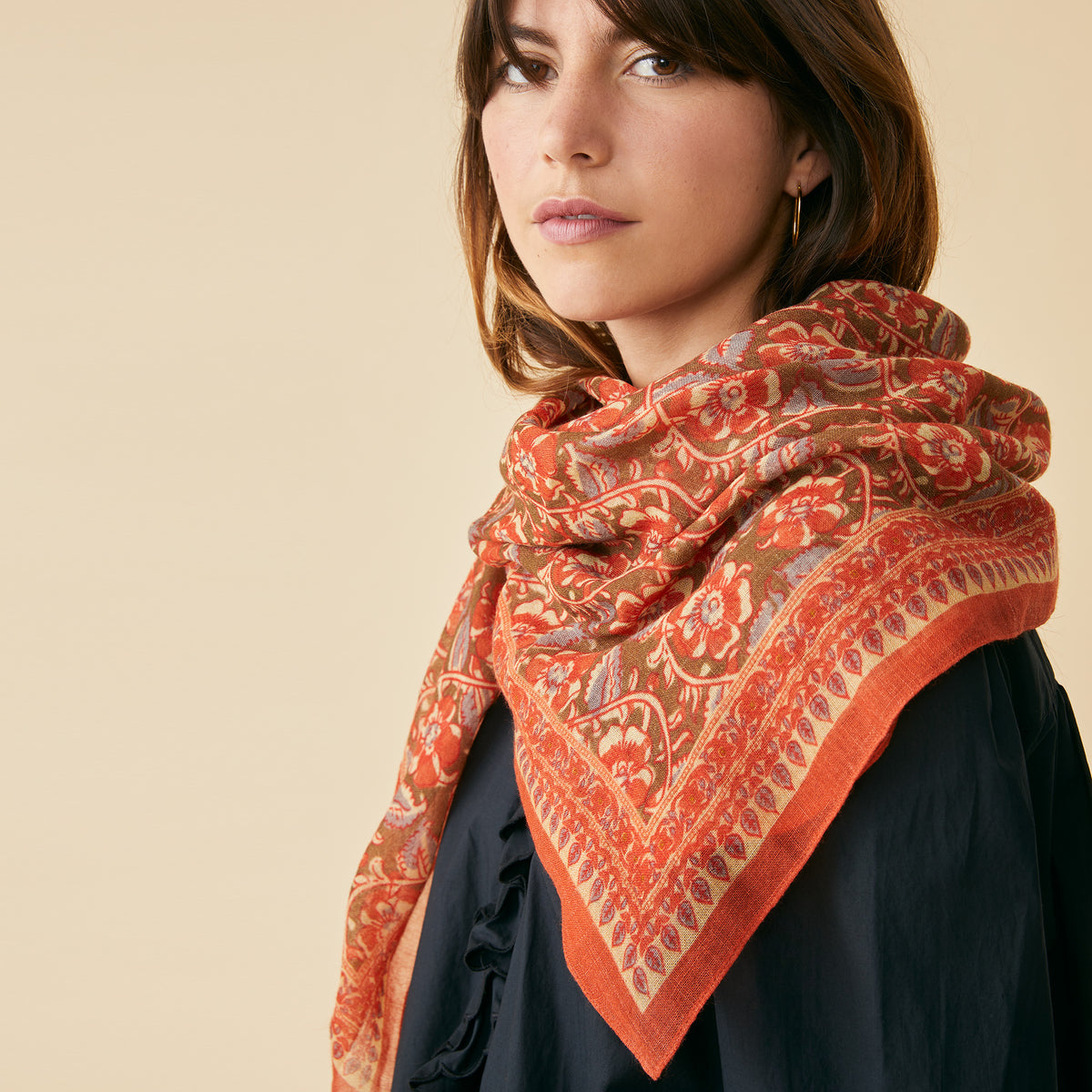 Foulard Frida Toffee/Orange/Taupe
