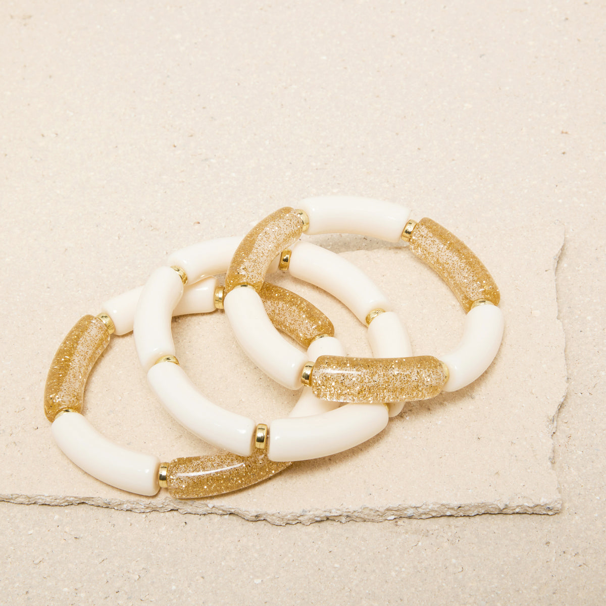 Set de Bracelets Palma Ecru/Dore