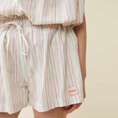 Short Tanjana Rayures Fines Turquoise