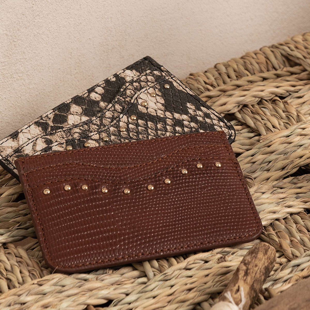 Mini Porte Carte Milan Lezard Cognac
