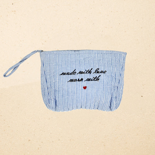 Pochette Annet Seersucker Blanc/Ciel