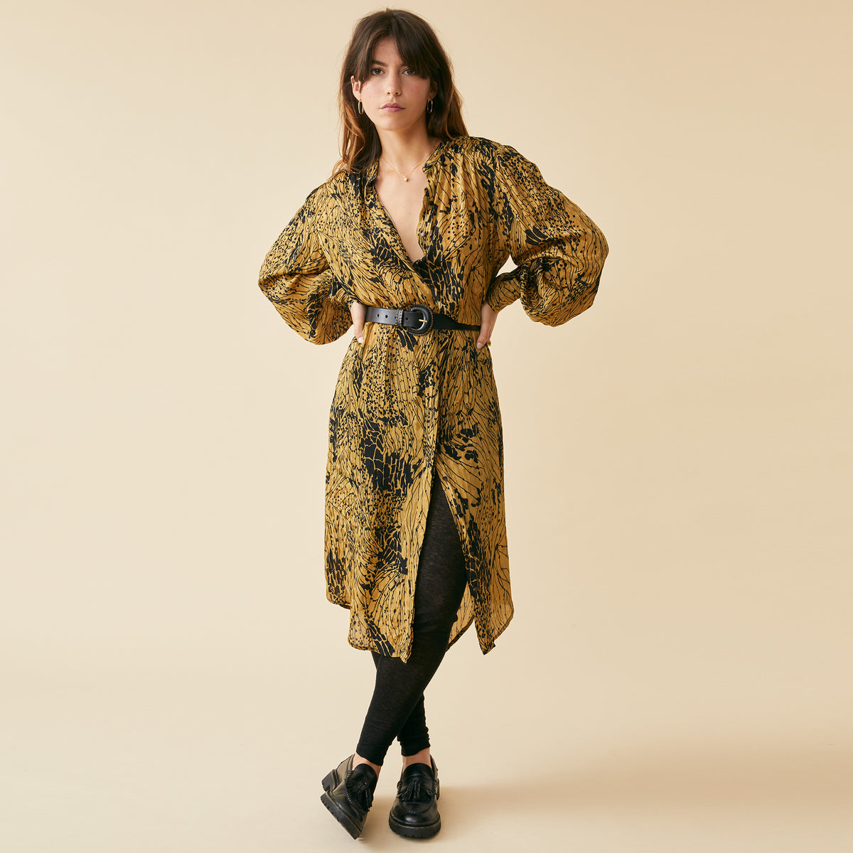 Robe Yaelle Curry Imprime Succulente