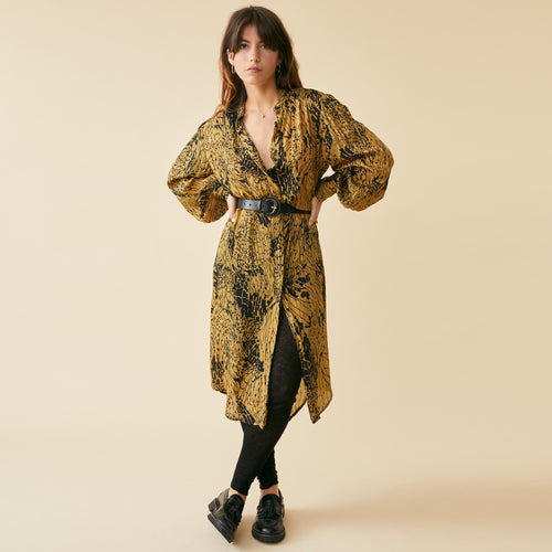 Robe Yaelle Curry Imprime Succulente