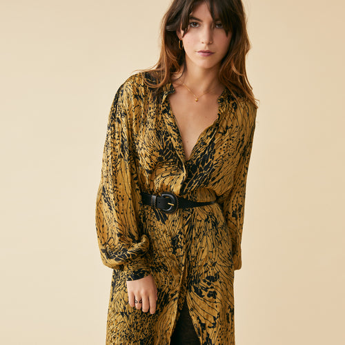 Robe Yaelle Curry Imprime Succulente