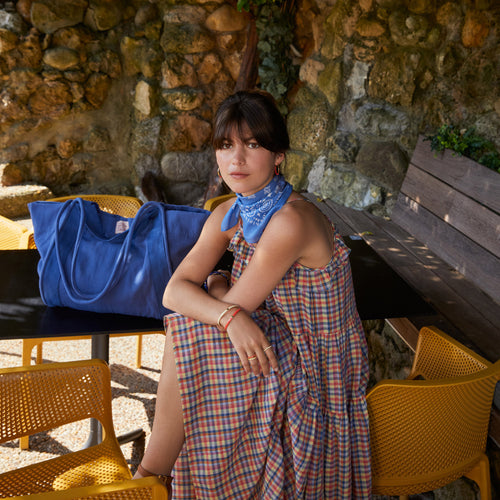 Robe Manasy Vichy Denim/Pop Corn
