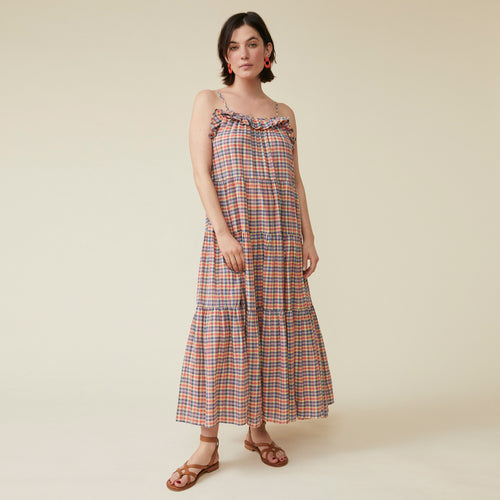 Robe Manasy Vichy Denim/Pop Corn