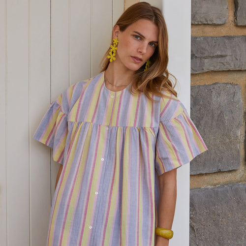 Robe Trishna Rayures Larges Pop Corn