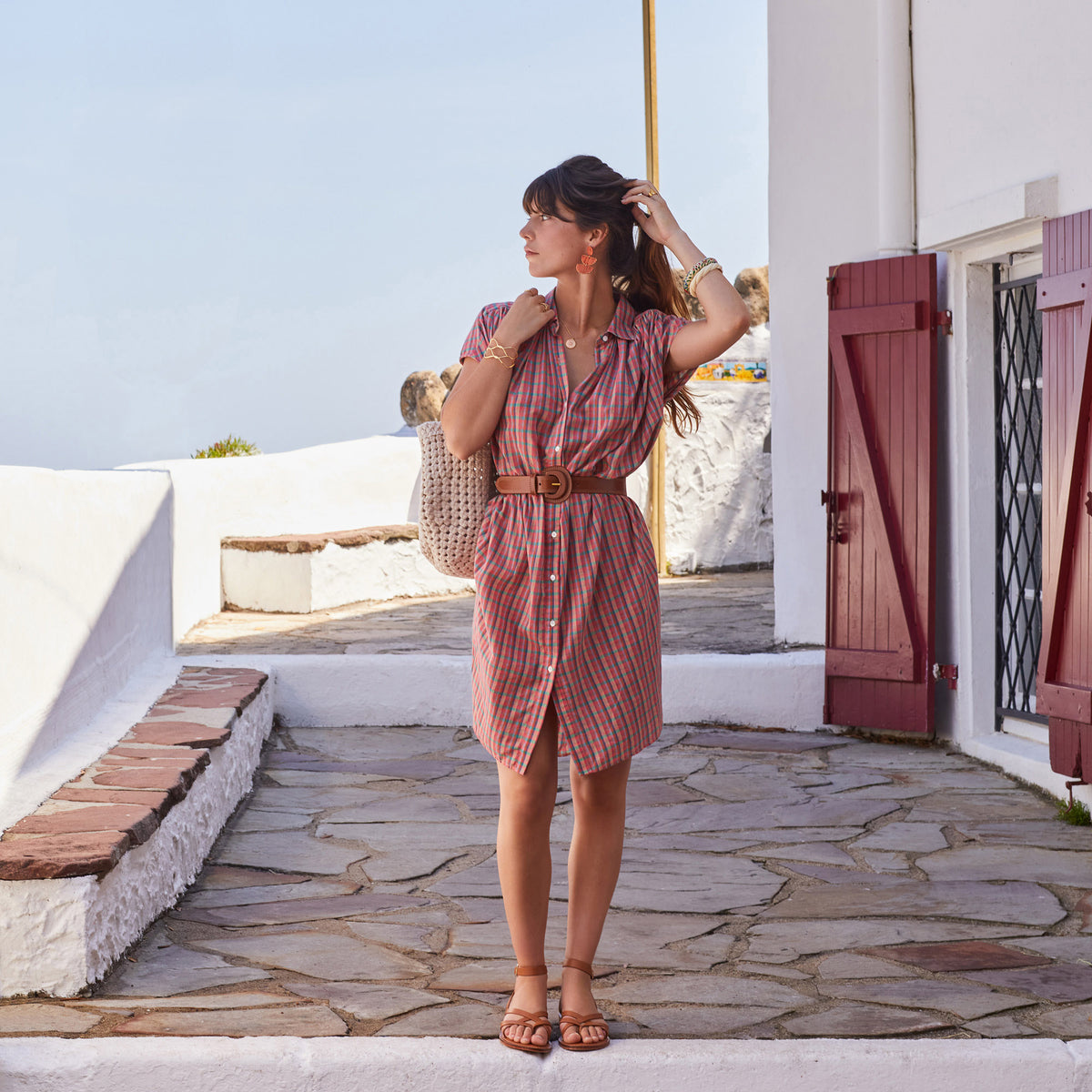 Robe Nillana Vichy Nectarine/Menthe