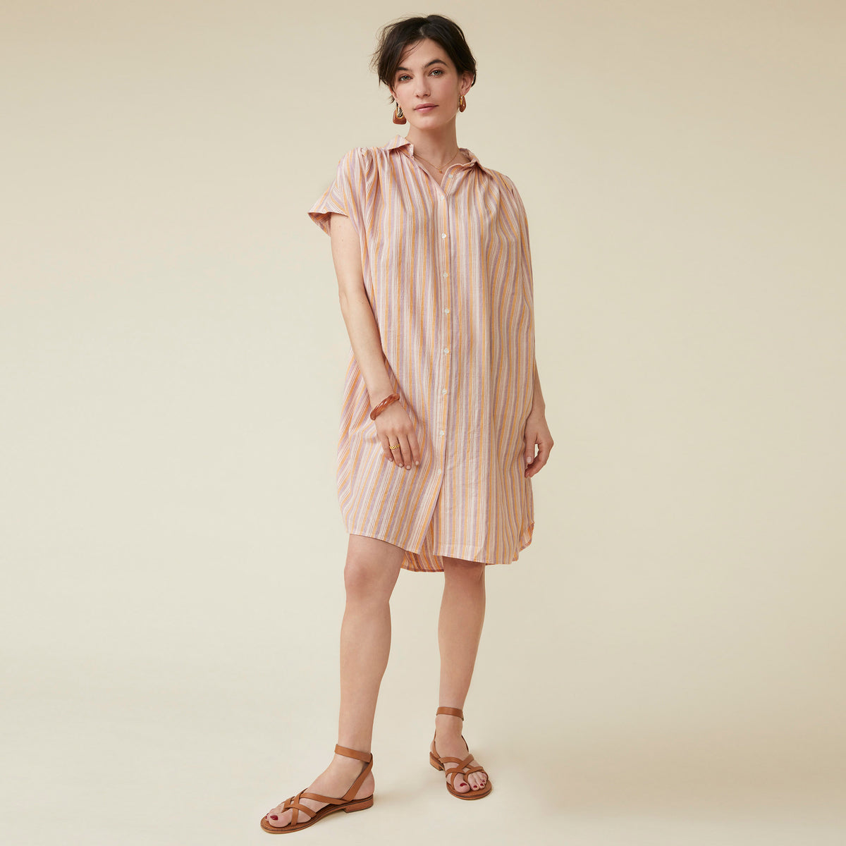 Robe Nillati Rayures Lilas/Mais