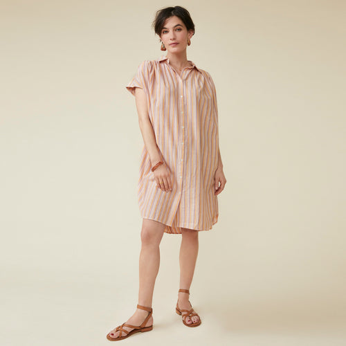 Robe Nillati Rayures Lilas/Mais