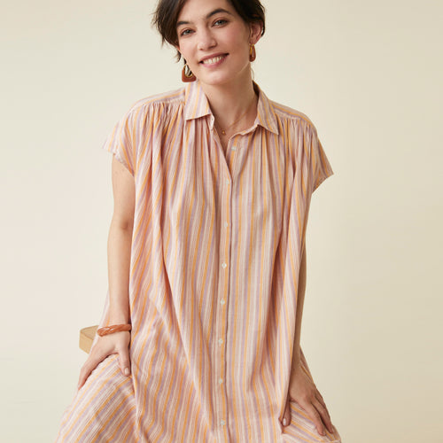 Robe Nillati Rayures Lilas/Mais