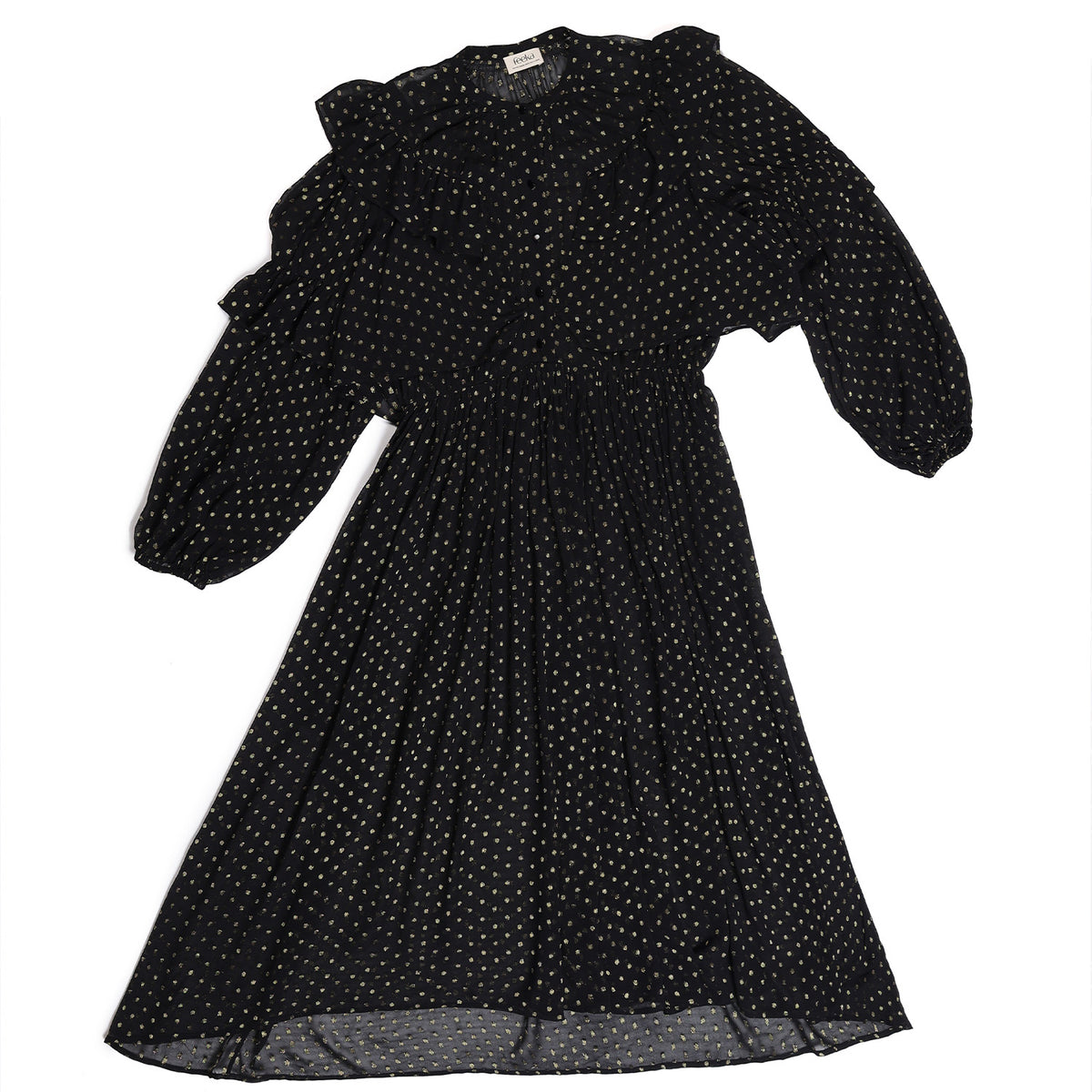 Robe Heloise Georgette Pois Dore